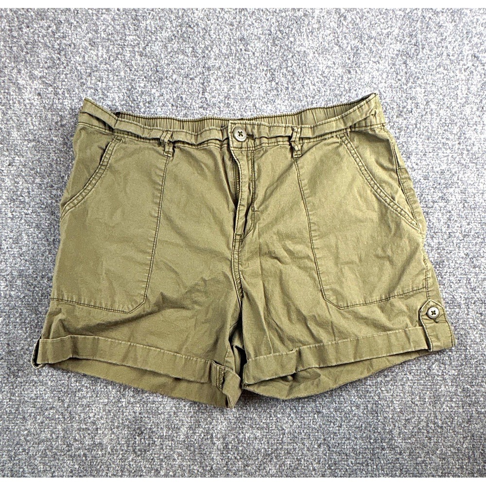 Social Standard by Sanctuary Olive Green Utility Patch Pocket Shorts L Stretch